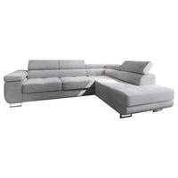 ECKSOFA APIRO R-S Hellgrau Kordstoff mit Schlaffunktion - Silberfarben/Hellgrau, Holz/Textil (276/202cm) - MASSENO