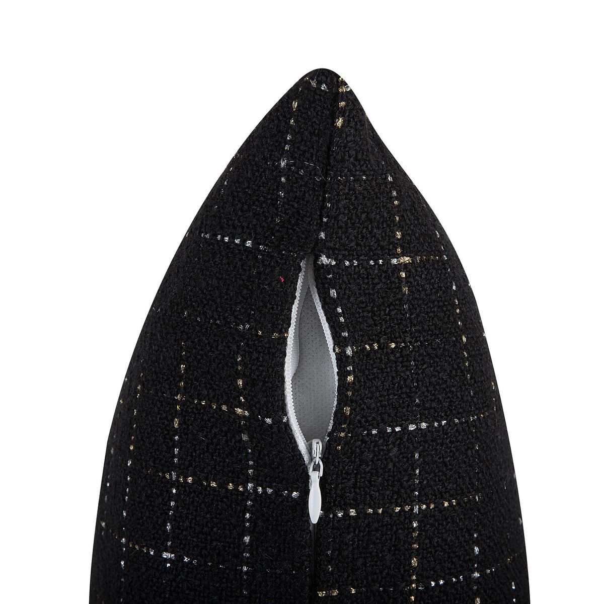 DEKOKISSEN 2er-Set Schwarz 45/45 cm Bellflower - Schwarz, Textil (45/45cm) - Beliani