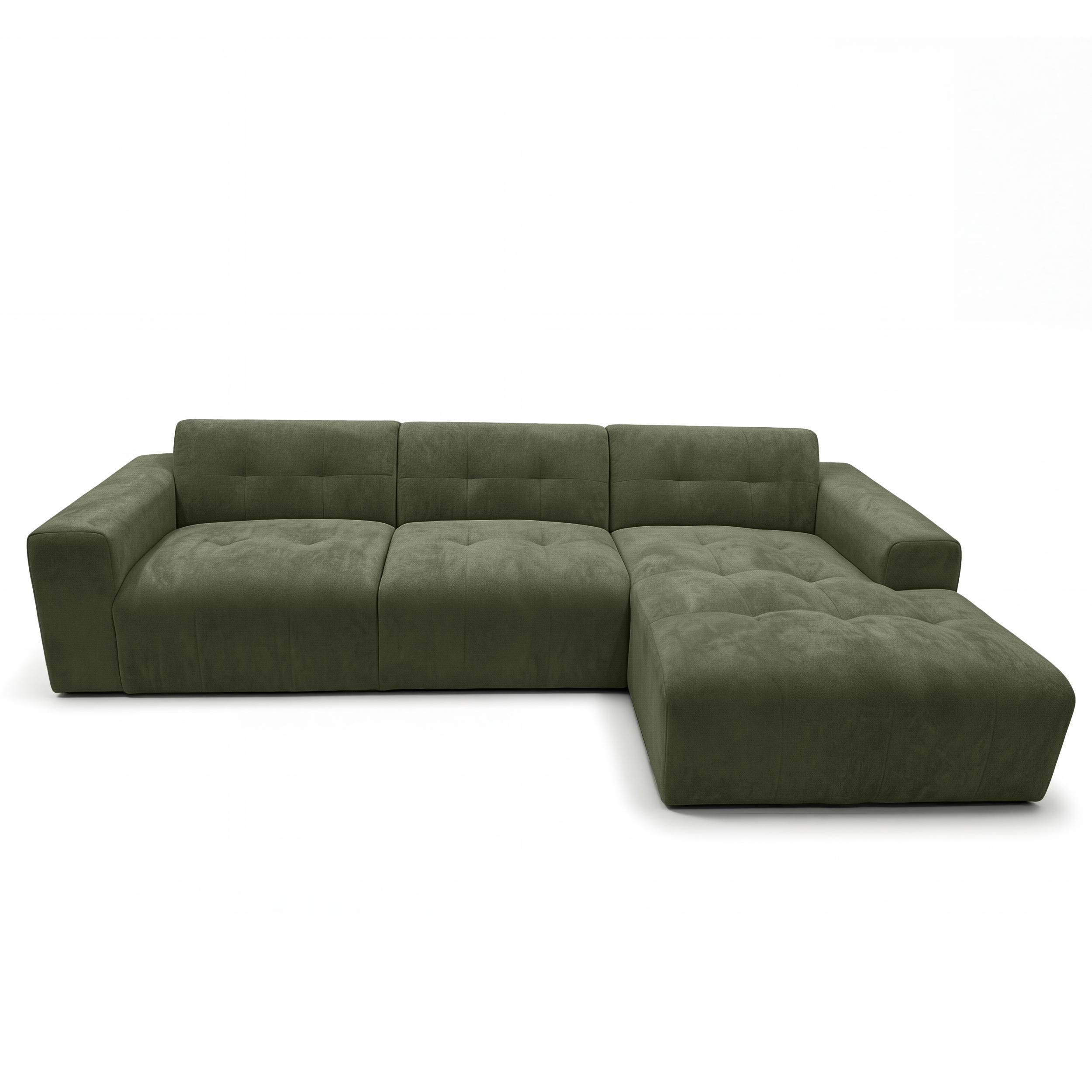 ECKSOFA L Form Corlu Grün 310/165/78 cm – stilvolle kleine Eckcouch Rechts - Schwarz/Grün, Kunststoff/Textil (165/310cm) - AX Living