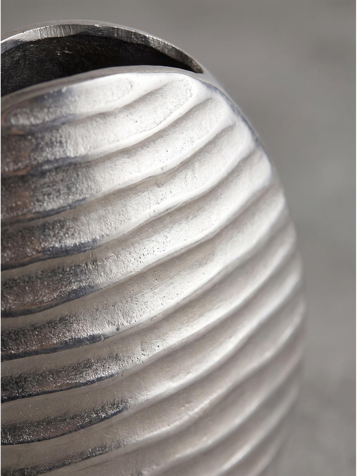VASEN 2er-Set BERLENGA, Aluminium, handgefertigt, Silber, 26 x 14 x 30,5 cm - Silberfarben, Metall (30.5cm) - KADIMA DESIGN