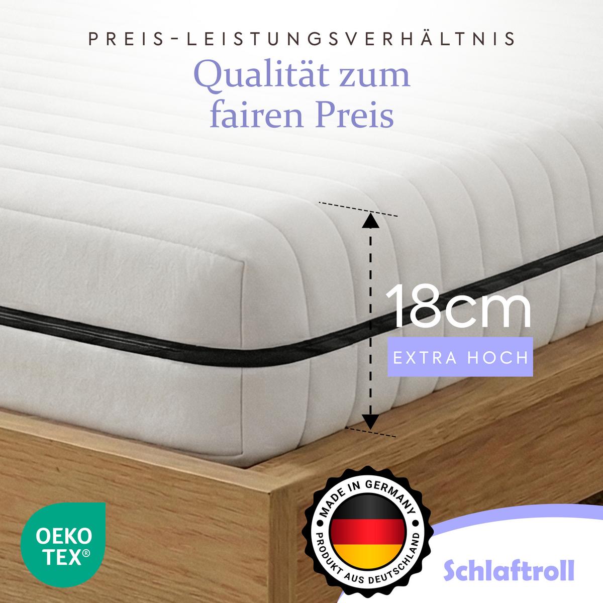 KALTSCHAUMMATRATZE 140x200 18 cm H3 für eine festere Unterstützung - Weiß, Textil (140/200cm) - Schlaftroll