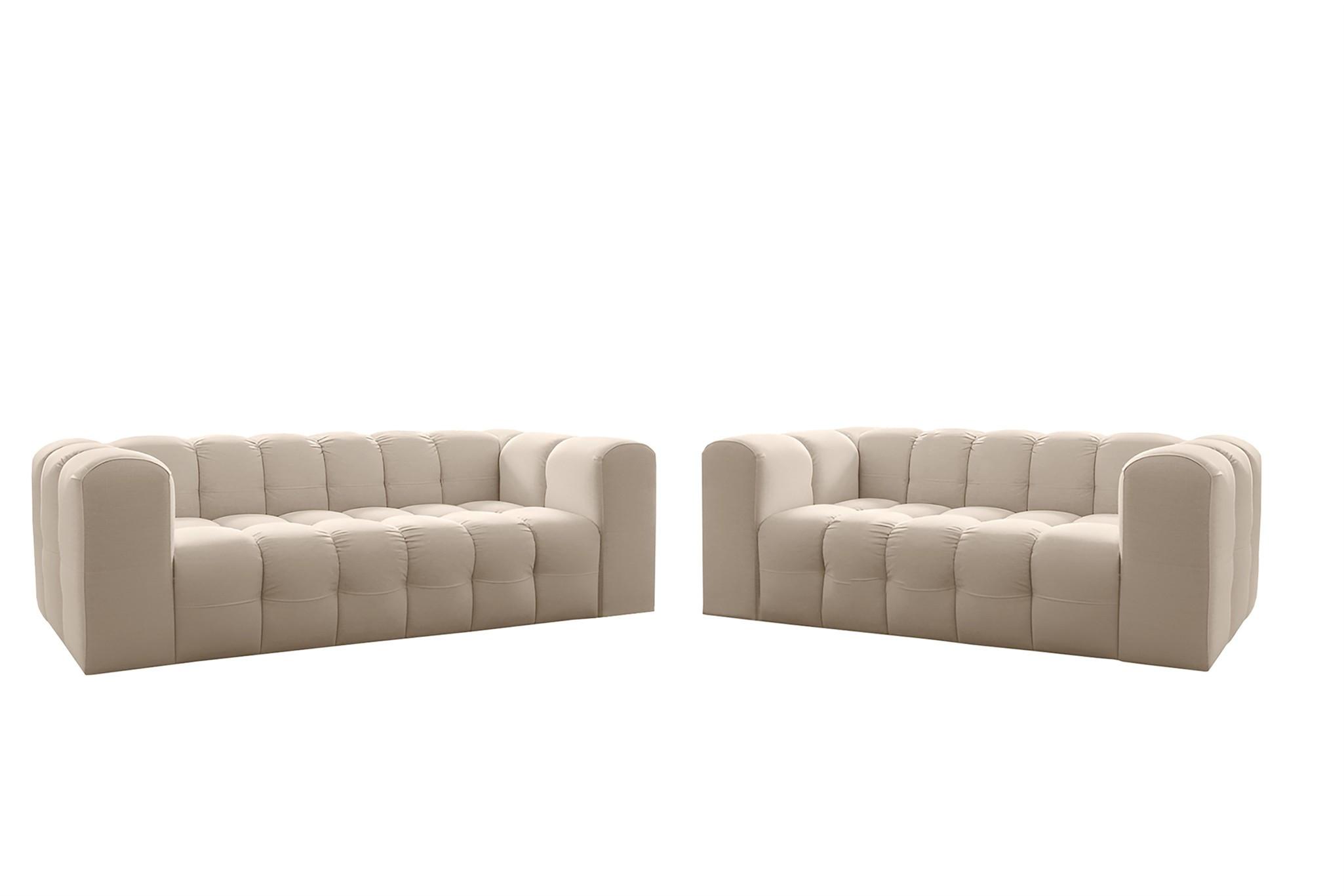 SOFASET Solvie 2-3 In Tiffani - Beige, Holzwerkstoff/Textil (230/75/106cm) - Fun Möbel