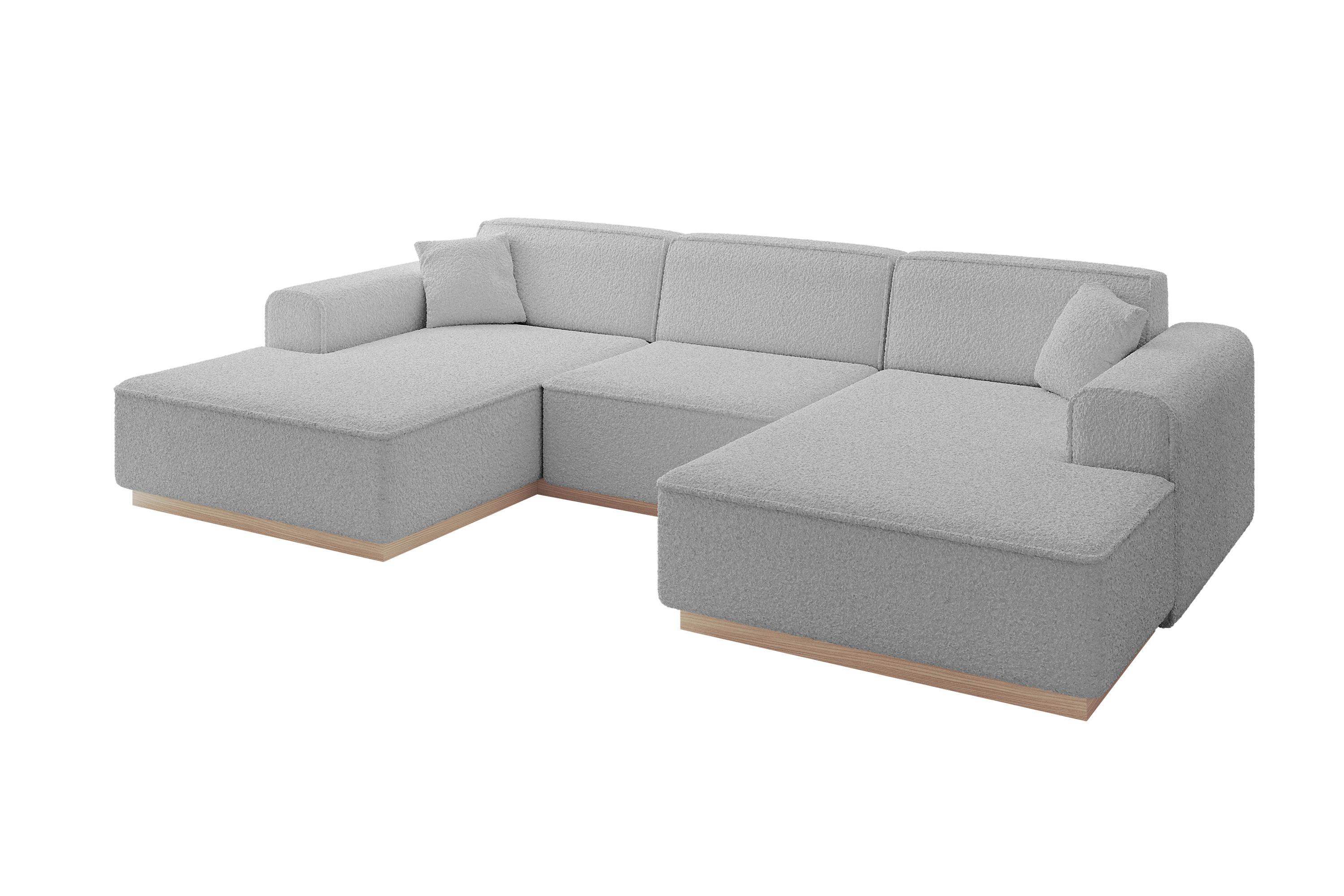 WOHNLANDSCHAFT IREA-U1 - 301x165x80 cm Hellgrau - Hellgrau, Holzwerkstoff/Textil (301/80/165cm) - ALTDECOR