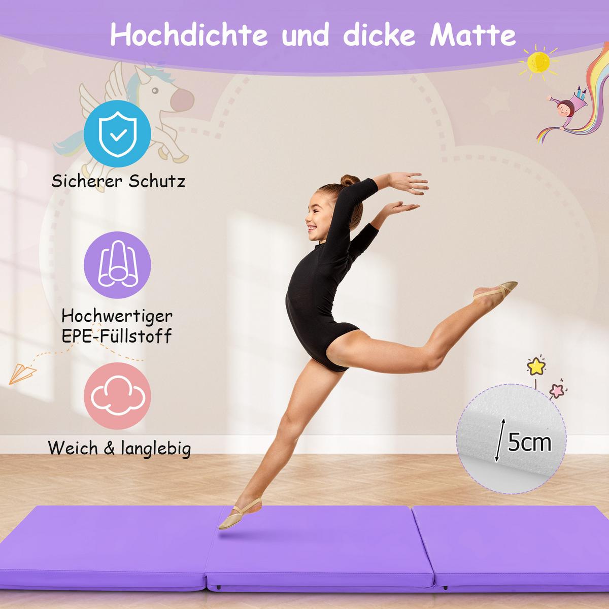 ÜBUNGSMATTE Violett - Lila, Leder (180/60cm) - COSTWAY