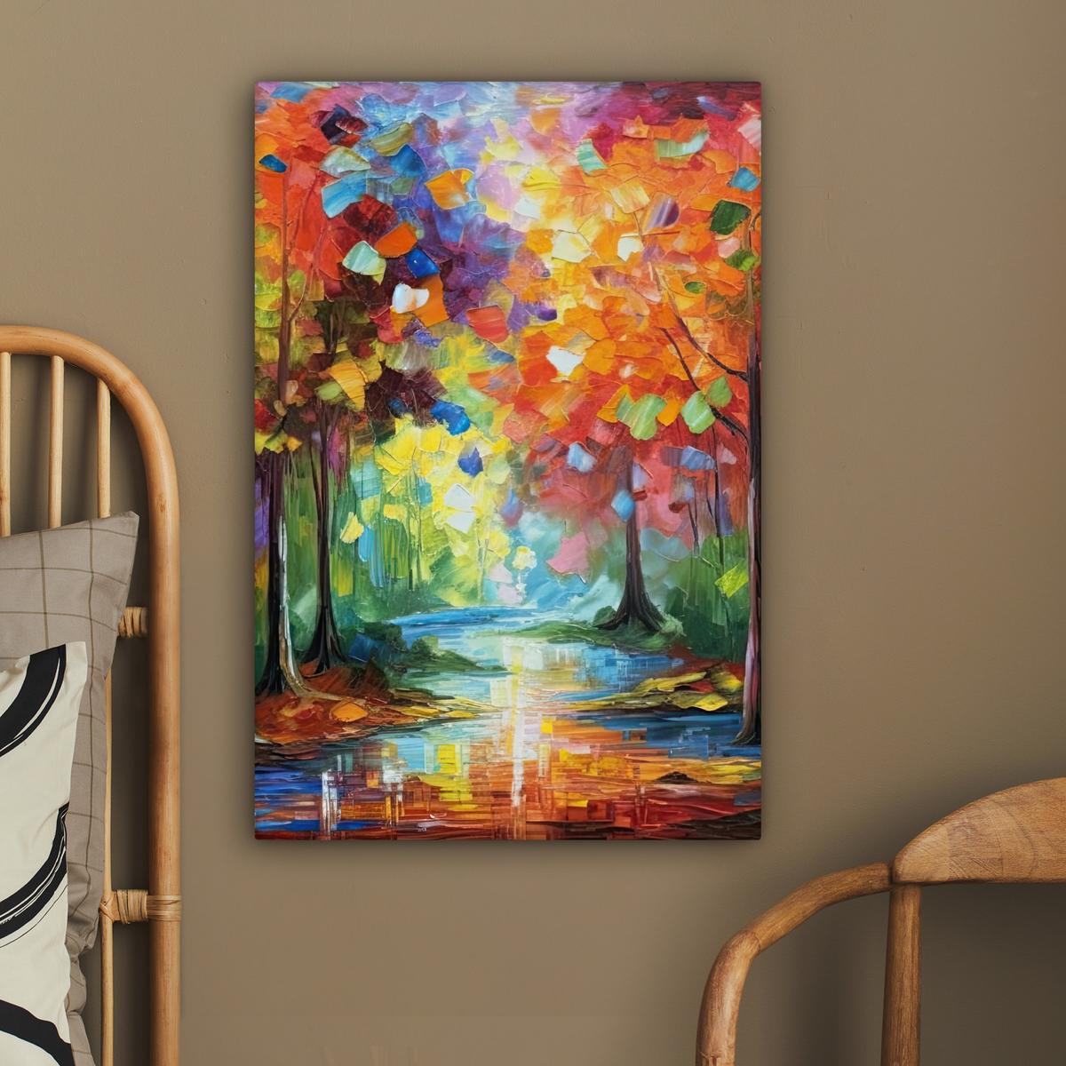 LEINWANDBILD Landschaft - Wald - Farben - Natur Wanddeko 40x60 cm - Multicolor, Textil (40/60cm) - MuchoWow