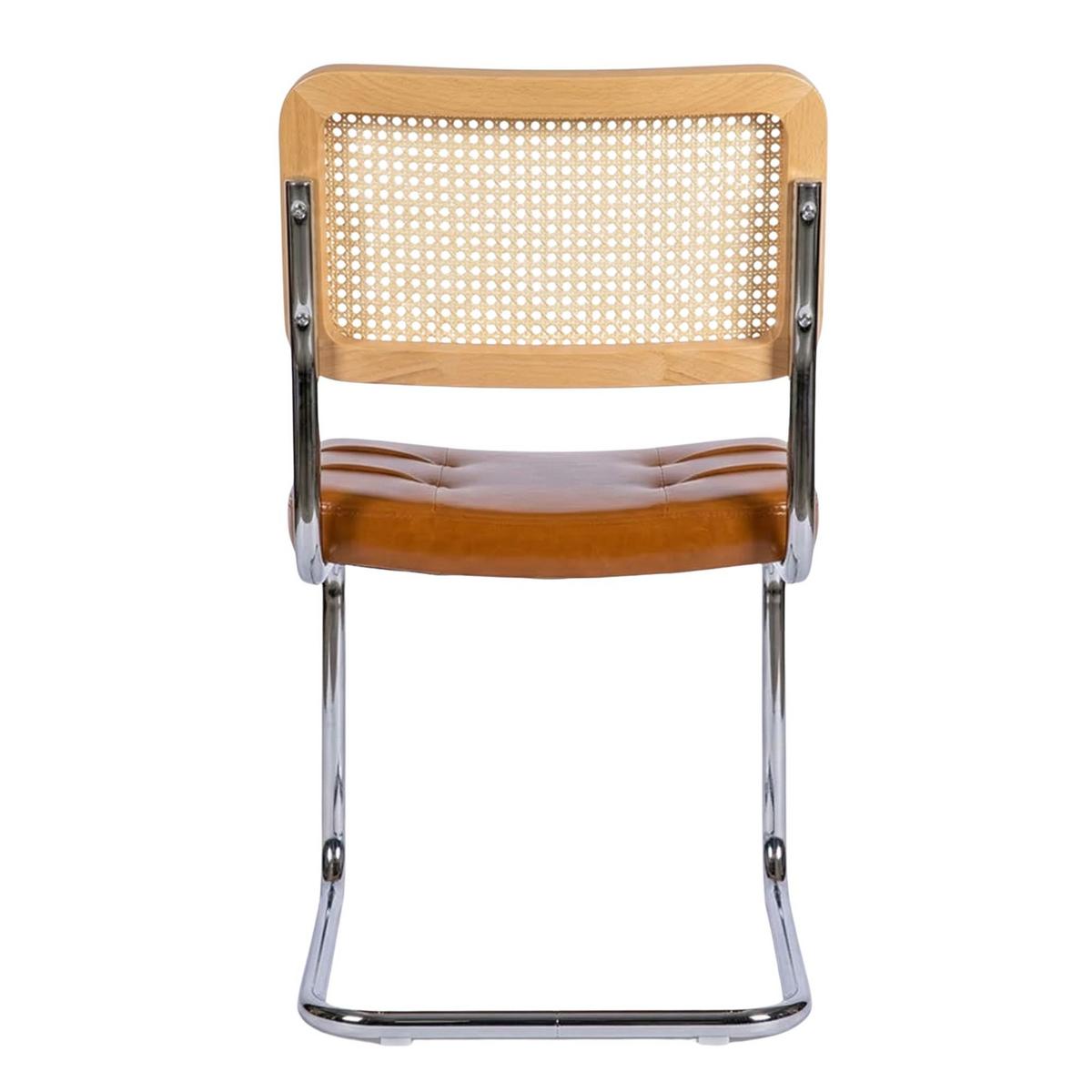 ESSZIMMERSTÜHLE 4er Set Freischwinger Rattan Kunstleder - Braun, Leder (53/84.6/46.4cm) - Urban Meuble