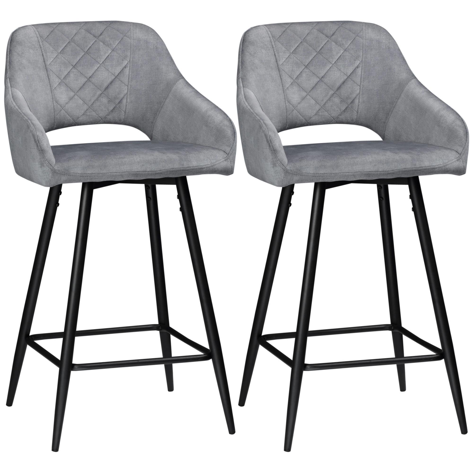 BARHOCKER 2er-Set Barstühle Bistrohocker mit Fußstütze Küchenstuhl Grau - Grau, Kunststoff (56/98/50cm) - HOMCOM