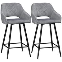 BARHOCKER 2er-Set Barstühle Bistrohocker mit Fußstütze Küchenstuhl Grau - Grau, Kunststoff (56/98/50cm) - HOMCOM