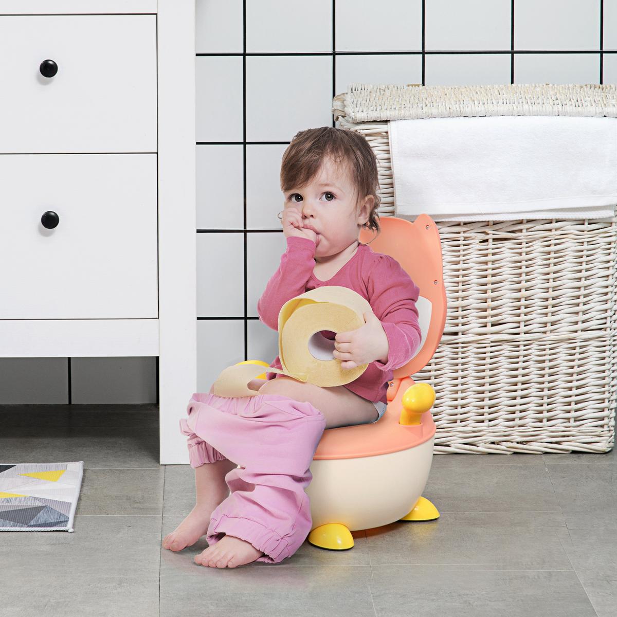 KINDERTOILETTE, Kunststoff, Rosa/Weiß/Gelb, 34,5L x 35B x 23H cm - Rosa, Kunststoff (35/23/34.5cm) - ZONEKIZ