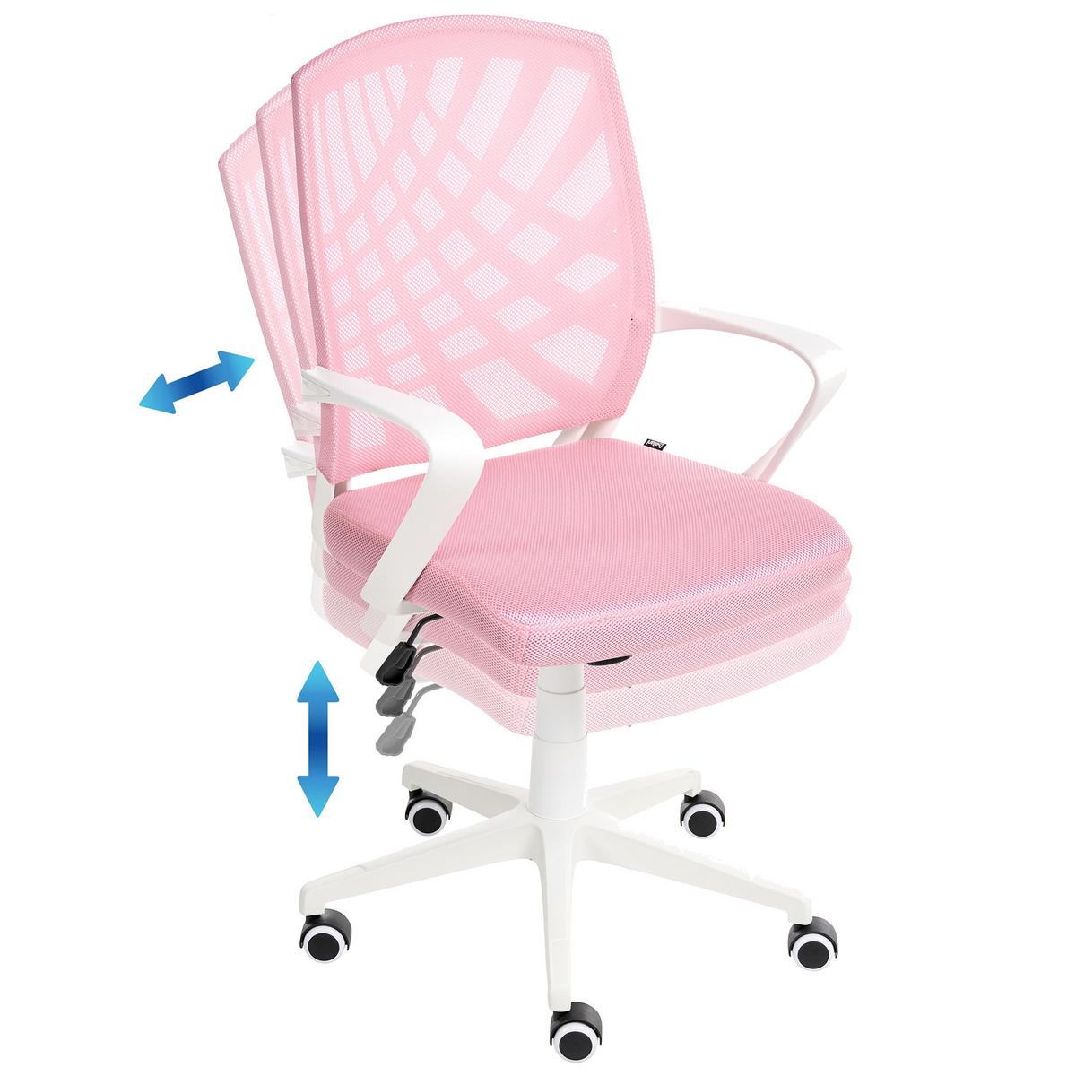 BÜROSTUHL Rosa Bonny - Pink/Weiß, Textil (66/97/66cm) - Beliani