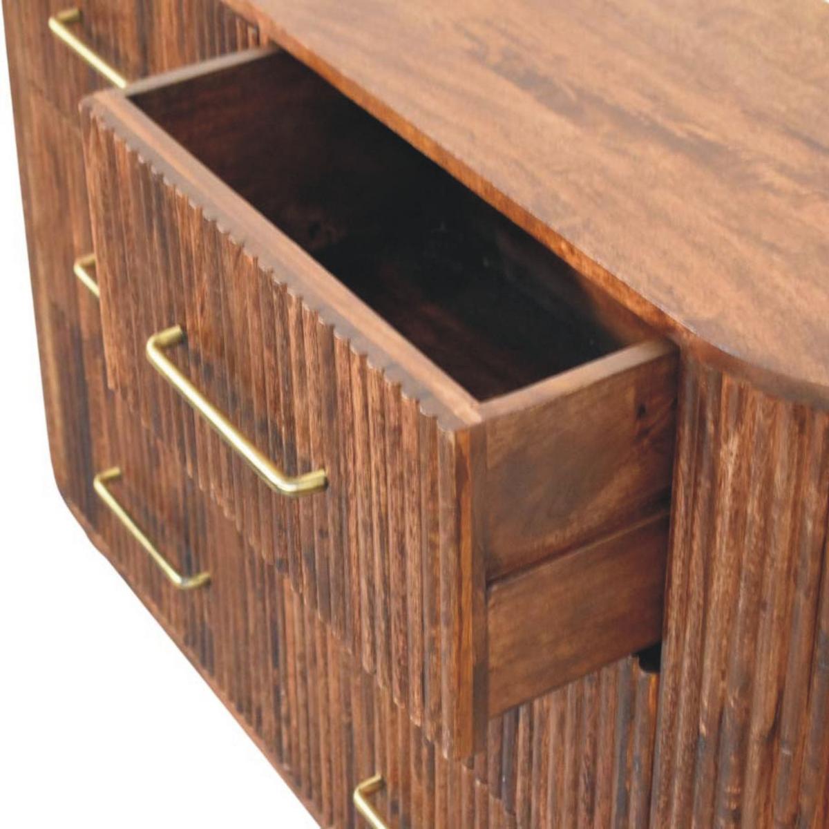 KOMMODE mit Roasted-Almond-Finish, 6 Schubladen, T-Bar-Griffe, geröstetes Braun - Goldfarben/Braun, Holz/Metall (135/79/35cm) - Artisan Furniture