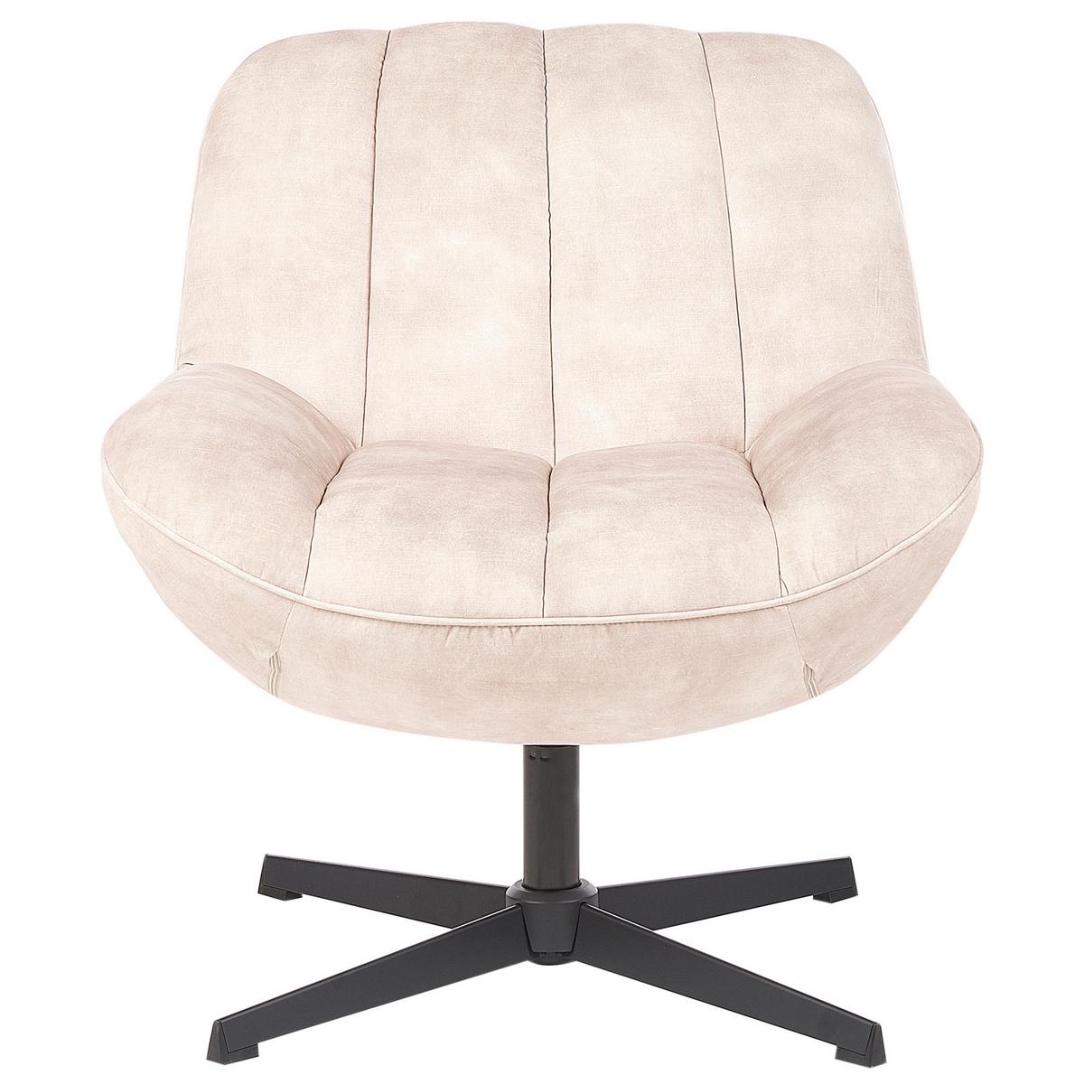 STUHL mit Fußhocker Beige Lia - Beige/Schwarz, Textil (71/79/80cm) - Beliani