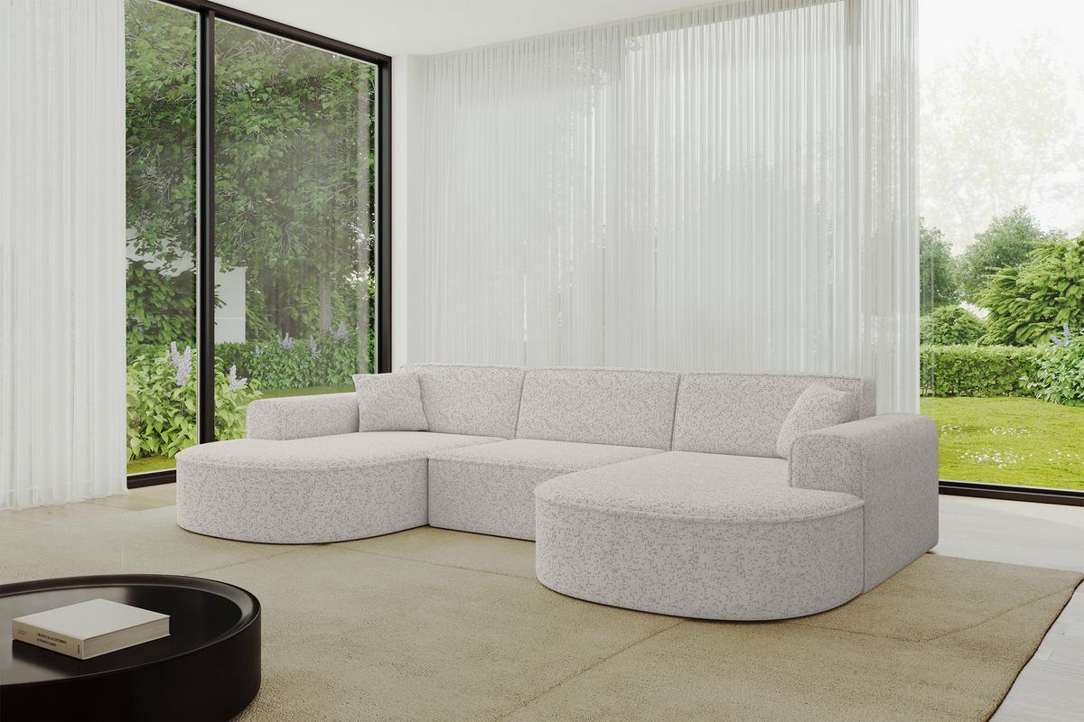 WOHNLANDSCHAFT MARI-U1 - 303x171x79 cm Hellgrau Tissu - Hellgrau/Schwarz, Holzwerkstoff/Kunststoff (303/79/171cm) - ALTDECOR