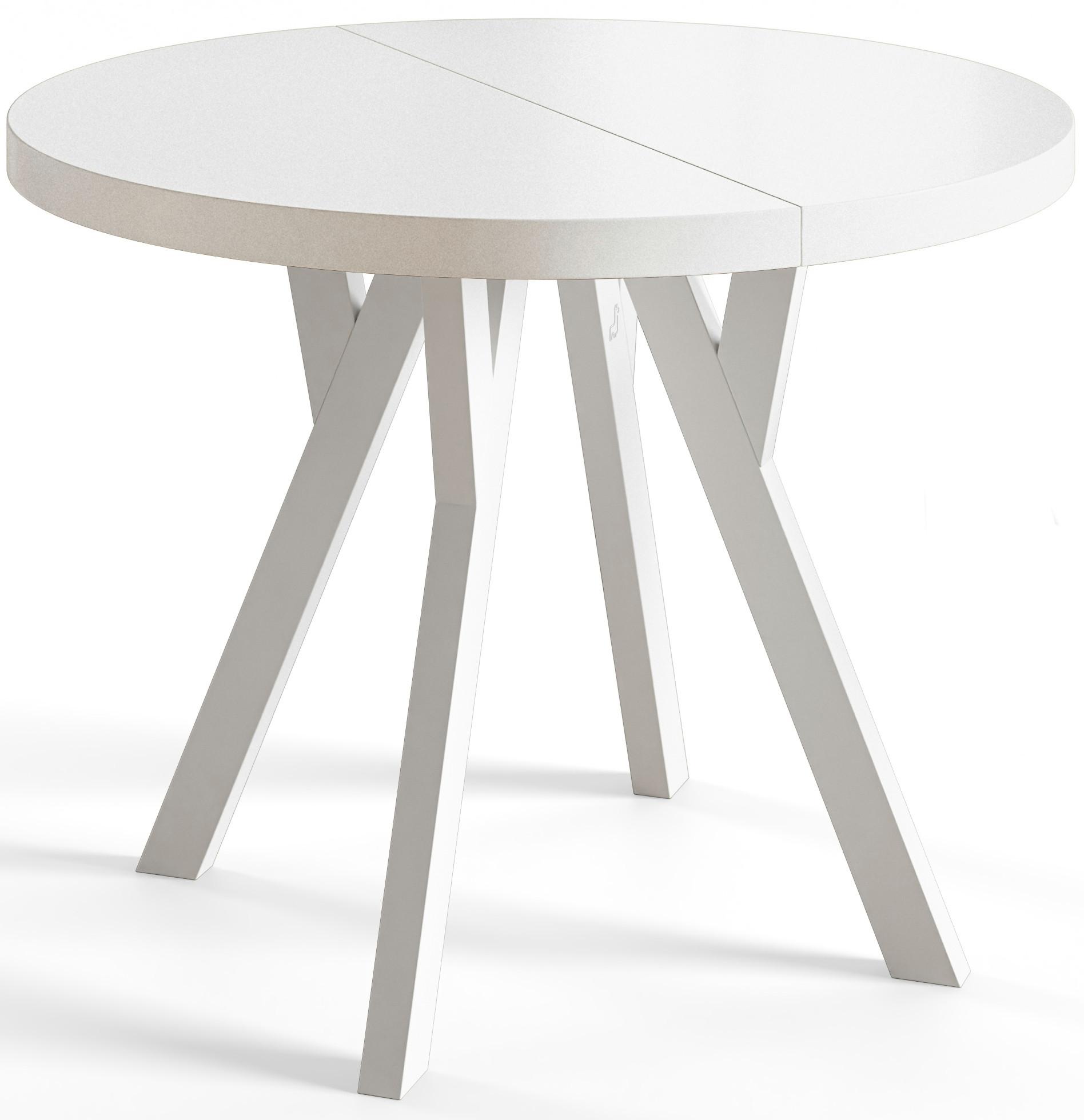 RUNDER Esstisch ausziehbar – Moderner Wohnzimmertisch und Küchentisch – Tisch mit Stabile Konstruktion, Durchmesser 100 cm - 200 cm - Farbe Weiß - Weiß, Holzwerkstoff (100/100/77cm) - Alpi-Möbel