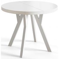 RUNDER Esstisch ausziehbar – Moderner Wohnzimmertisch und Küchentisch – Tisch mit Stabile Konstruktion, Durchmesser 110 cm - 210 cm - Farbe Weiß - Weiß, Holzwerkstoff (110/110/77cm) - Alpi-Möbel