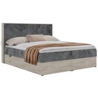 BOXBETT NORDIC 140/200 - Grau Cord - Topper Visco - H4 - Schwarz/Grau, Kunststoff/Textil (140/200cm) - MKS