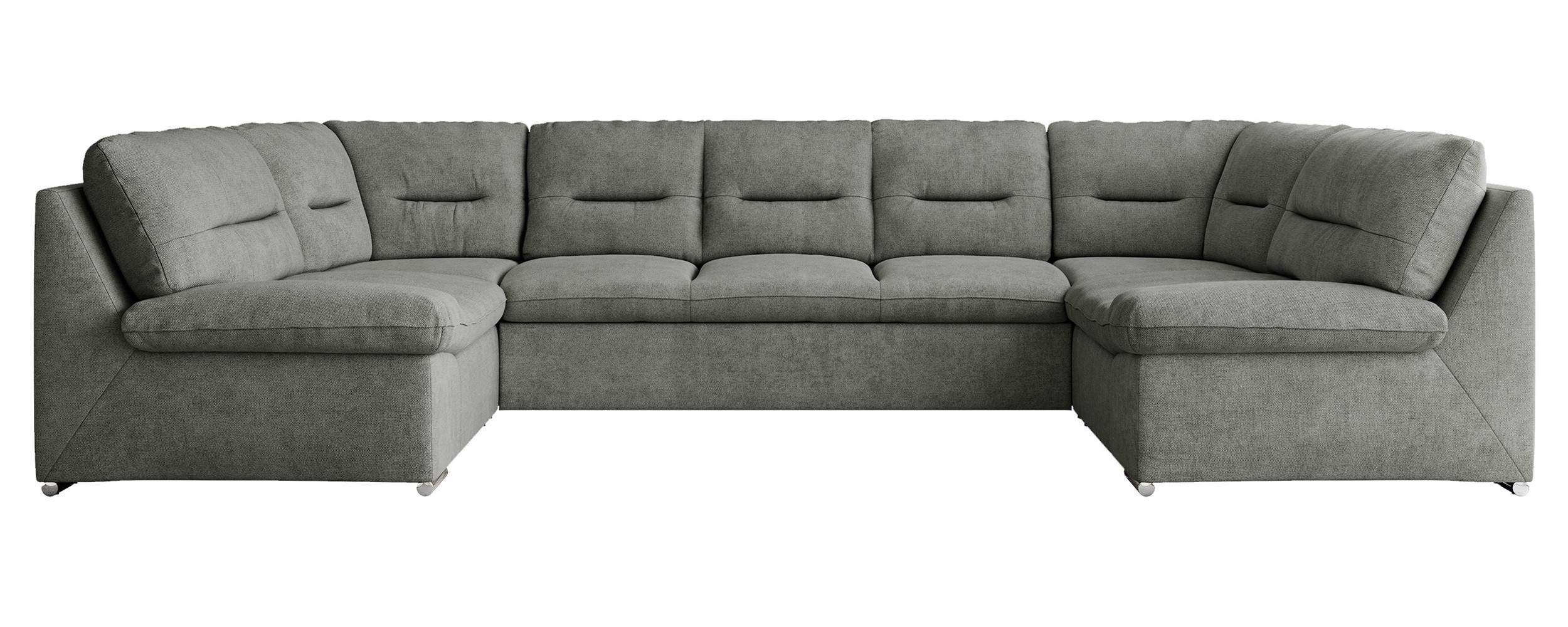 WOHNLANDSCHAFT COMODO U Grau Struktur - Silberfarben/Grau, Textil/Metall (340/93/206cm) - MKS