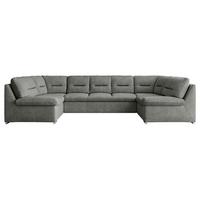 WOHNLANDSCHAFT COMODO U Grau Struktur - Silberfarben/Grau, Textil/Metall (340/93/206cm) - MKS