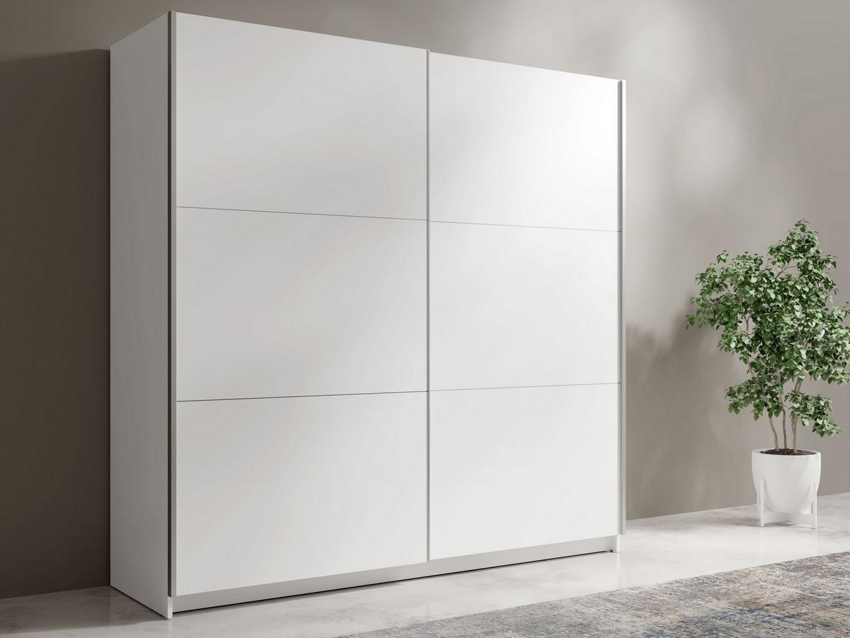 SCHWEBETÜRENSCHRANK BELDEN 150,6/207/55,3cm 2-türig Weiß - Weiß, Holzwerkstoff (150.6/207/55.3cm) - MASSENO