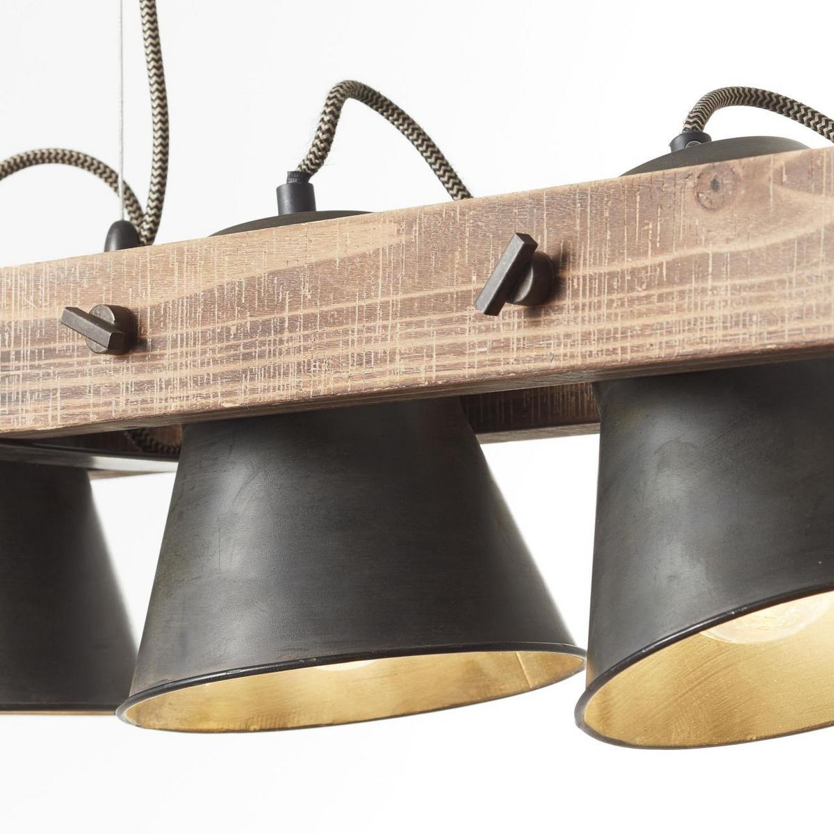 PENDELLEUCHTE Decca 85873/46 - Schwarz, Holz (20/70/115cm) - Brilliant
