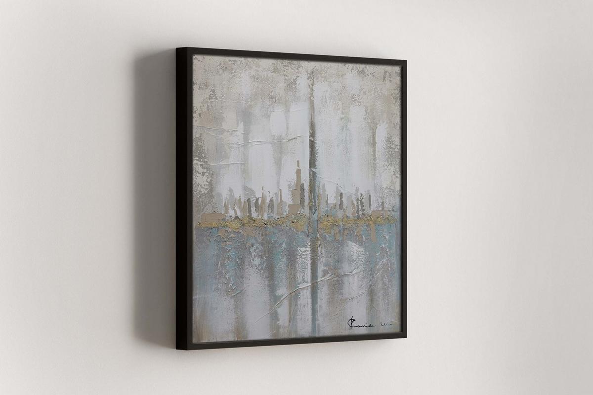 ACRYLBILD HANDGEMALT 80/80 cm - Blau/Grau, Holz/Textil (80/80cm) - KUNSTLOFT
