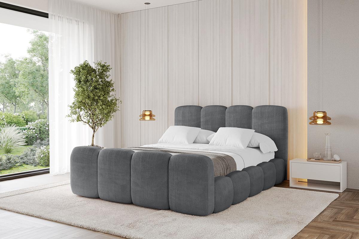 POLSTERBETT mit Bettkasten, Fußteil und Lattenrost, Boxbett ohne Matratze - KALA-Z 160x200 Dunkelgrau - Anthrazit, Holzwerkstoff/Textil (160/200cm) - ALTDECOR