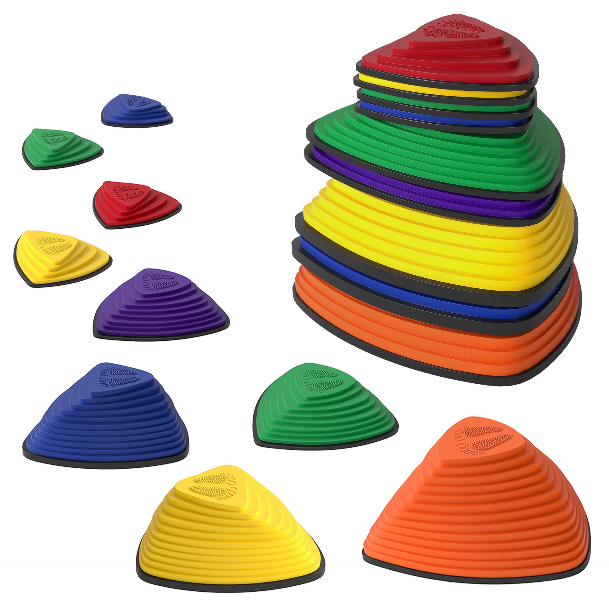 BALANCIERSTEINE 9 Stück Rutschfeste Trittsteine für Kinder 3-8 Jahren Bunt - Multicolor, Kunststoff (37.5/16/37.5cm) - AIYAPLAY