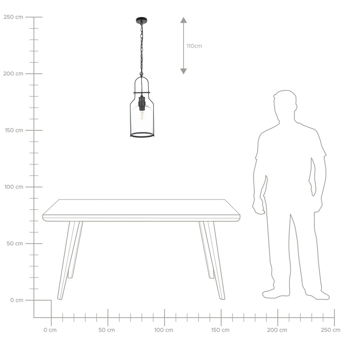 HÄNGELAMPE 2er-Set Bashilo 18/18/166 cm - Schwarz, Metall (18/18/166cm) - Beliani