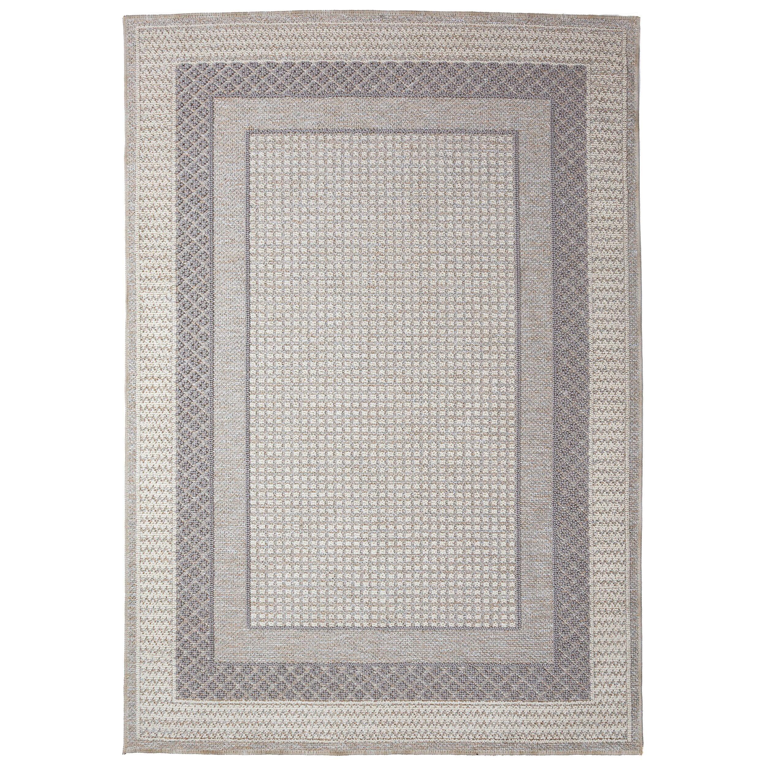 KURZFLORTEPPICH Waschbar NORA, mit Bordüre, Grau, 140 x 194 cm - Grau, Textil (194/140cm) - KADIMA DESIGN