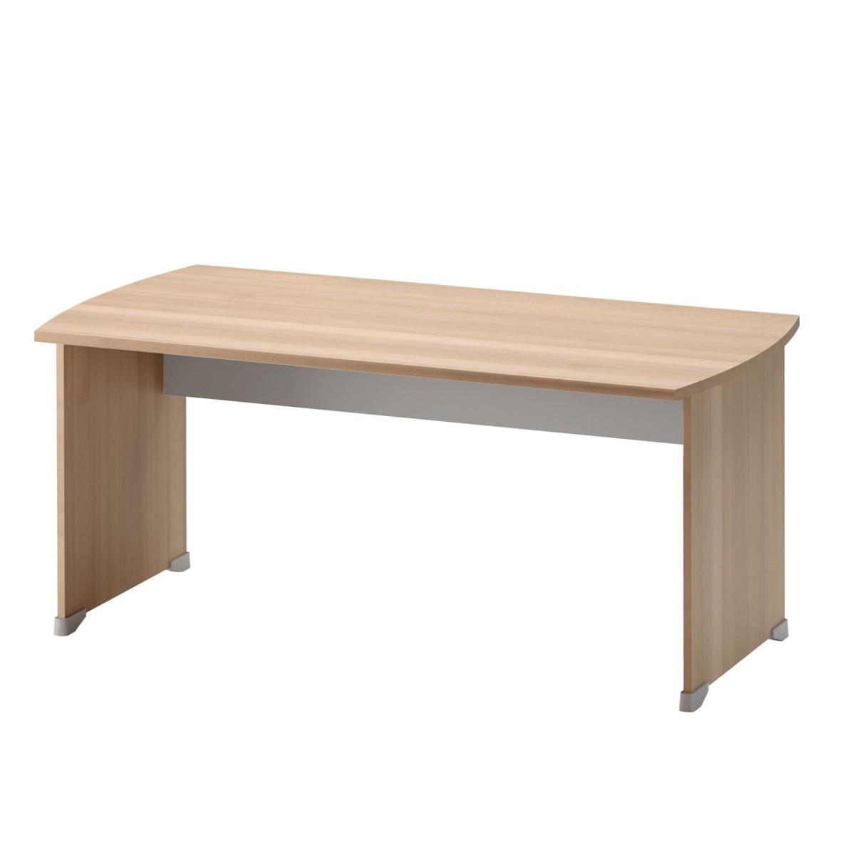 SCHREIBTISCH mit Gleitern L160 cm - Französische Herstellung - Eschefarben, Holzwerkstoff (80/80/74cm) - Calicosy