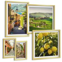 BILDER SET 5er Set - 50x50 cm & 20x30 cm & 40x60 cm Goldrahmen - Zitat über New Yorker Landschaften - Goldfarben, Kunststoff (40/60cm) - TULUP