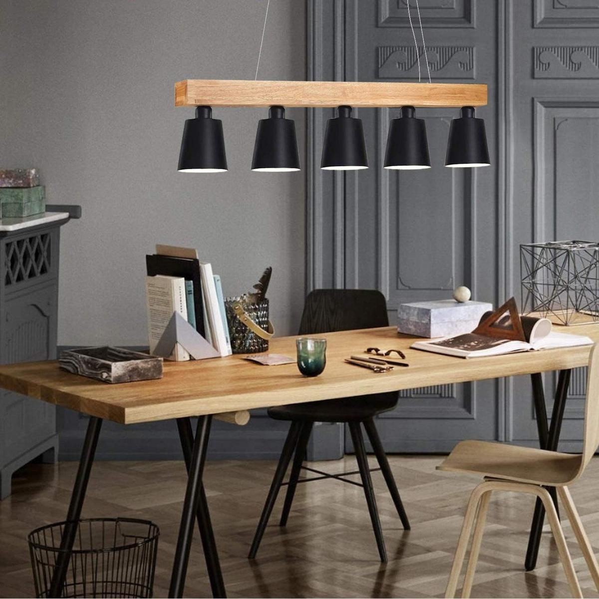 PENDELLEUCHTE Jonathan 100/13/150 cm - Schwarz, Holz/Metall (100/13/150cm) - ZMH