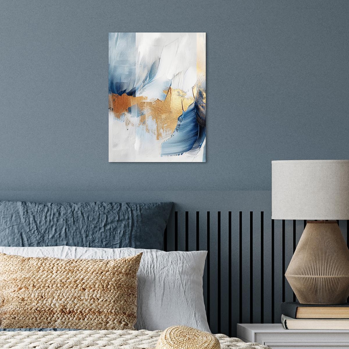 POSTER Gold - Blau - Aquarell - Kunst - Modern Wandbilder 30x40 cm - Hellblau, Papier (30/40/0.1cm) - MuchoWow