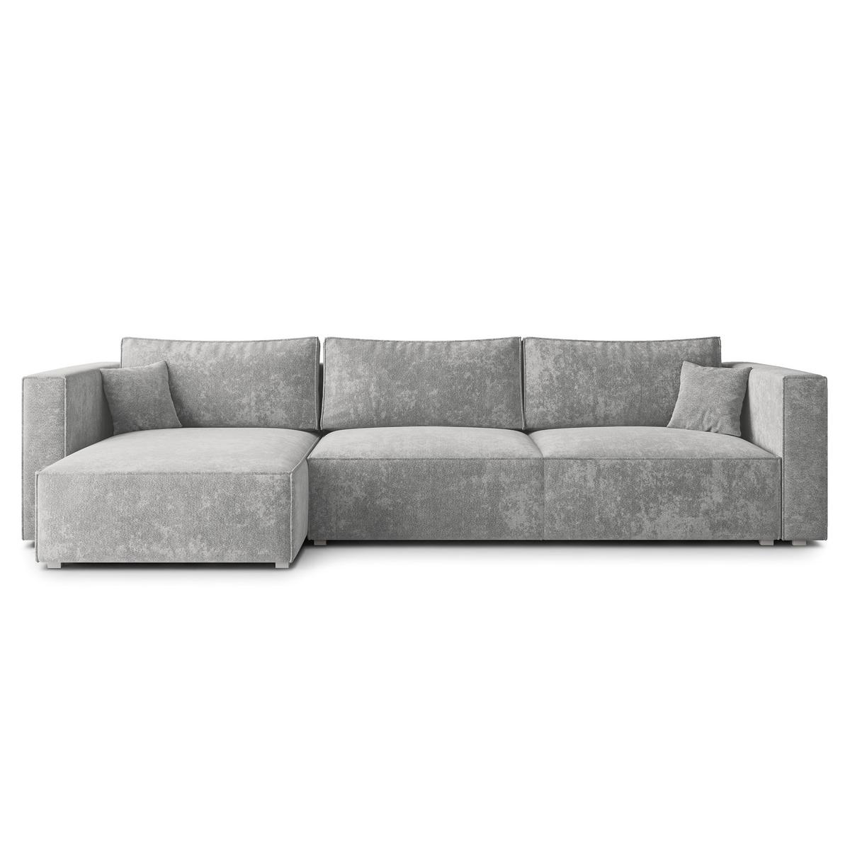 ECKSOFA TOLMO LM Hellgrau Chenille mit Schlaffunktion - Hellgrau, Holzwerkstoff/Textil (347/148cm) - MASSENO