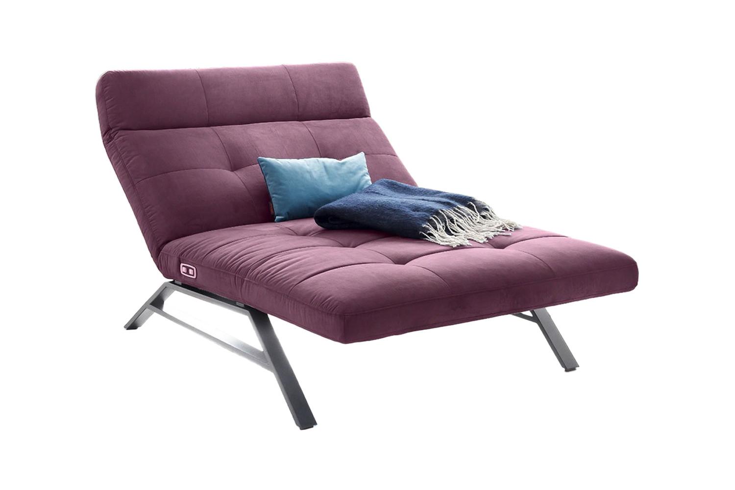 LIEGE MIT MOTORISCHER RELAXFUNKTION AMERIVA Violett Velvet Relaxfunktion - Violett/Silberfarben, Textil (120/110/158cm) - KAWOLA