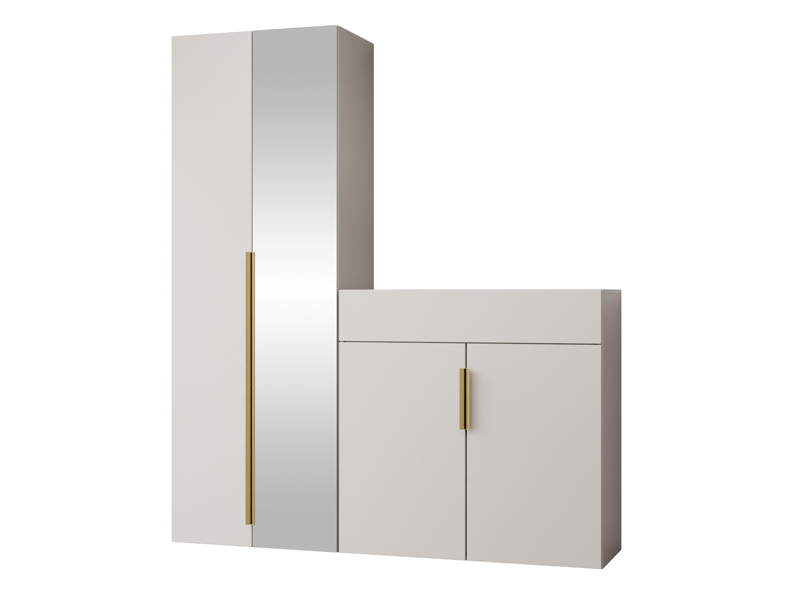 GARDEROBE-SET Kerkin II - Sandfarben/Goldfarben, Holzwerkstoff/Kunststoff (70/200/42cm) - MIRJAN24