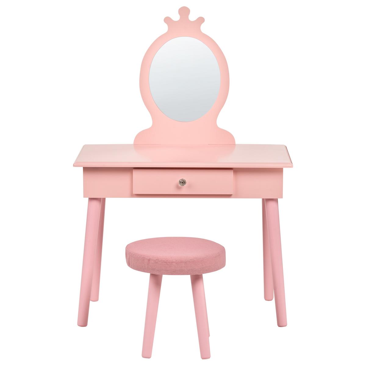 KINDERSCHMINKTISCH mit Hocker Rosa Margie - Pink, Holz/Holzwerkstoff (62/102/40cm) - Beliani