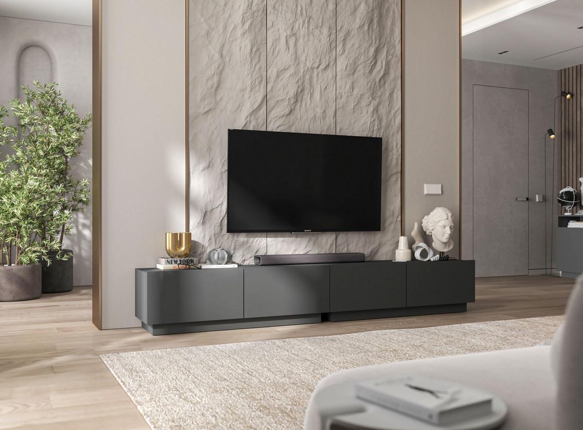TV-LOWBOARD 2-er Set Enjoy Grau Matt Loft 120 cm - Grau, Holzwerkstoff (240/37/35cm) - Meble Lindner