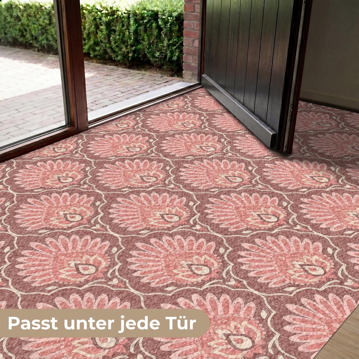 FUSSMATTE Fächermotiv - Muster - Rosa Türmatte 180x120 cm - Altrosa, Kunststoff (180/0.4cm) - MuchoWow