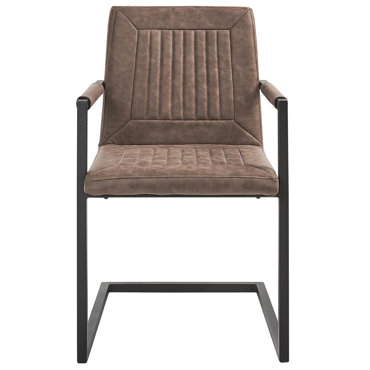 ESSZIMMERSTUHL 2er-Set Kunstleder Braun Brandol - Braun, Textil/Metall (52/87/54cm) - Beliani