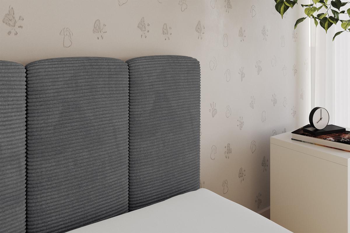 EINZELLBETT Jugendbett mit Bettkasten, Rechts - DEXY 80x200 Dunkelgrau - Schieferfarben, Holzwerkstoff/Textil (80/200cm) - ALTDECOR
