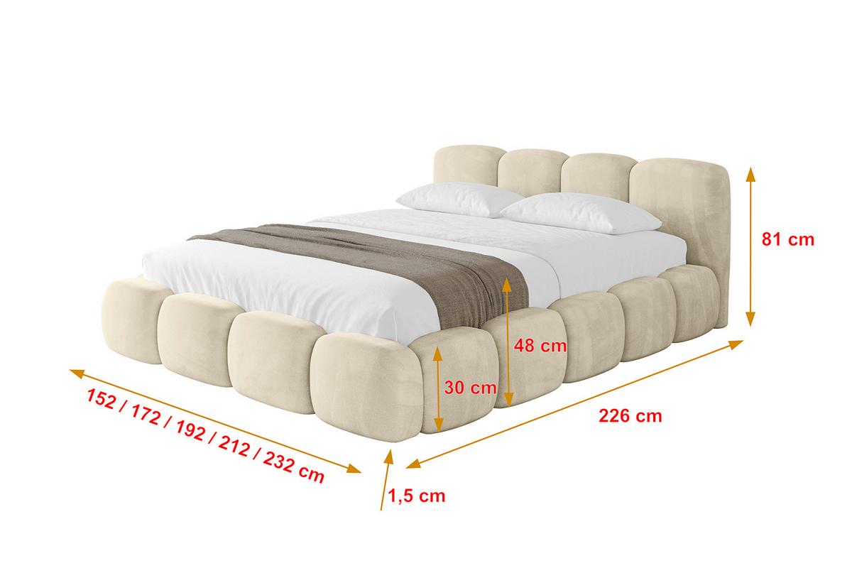 POLSTERBETT mit Bettkasten und Lattenrost, Bett mit Matratze H3/H4 - KALA-v1 180x200 Beige - Beige, Holzwerkstoff/Textil (180/200cm) - ALTDECOR