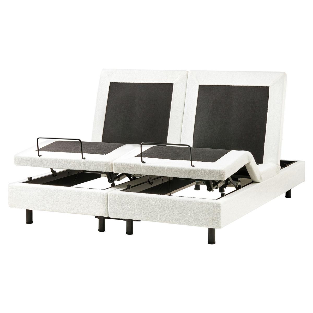 BETT verstellbar ohne Kopfteil Bouclé 160/200 cm Cremeweiß Duke - Creme, Textil (160/200cm) - Beliani