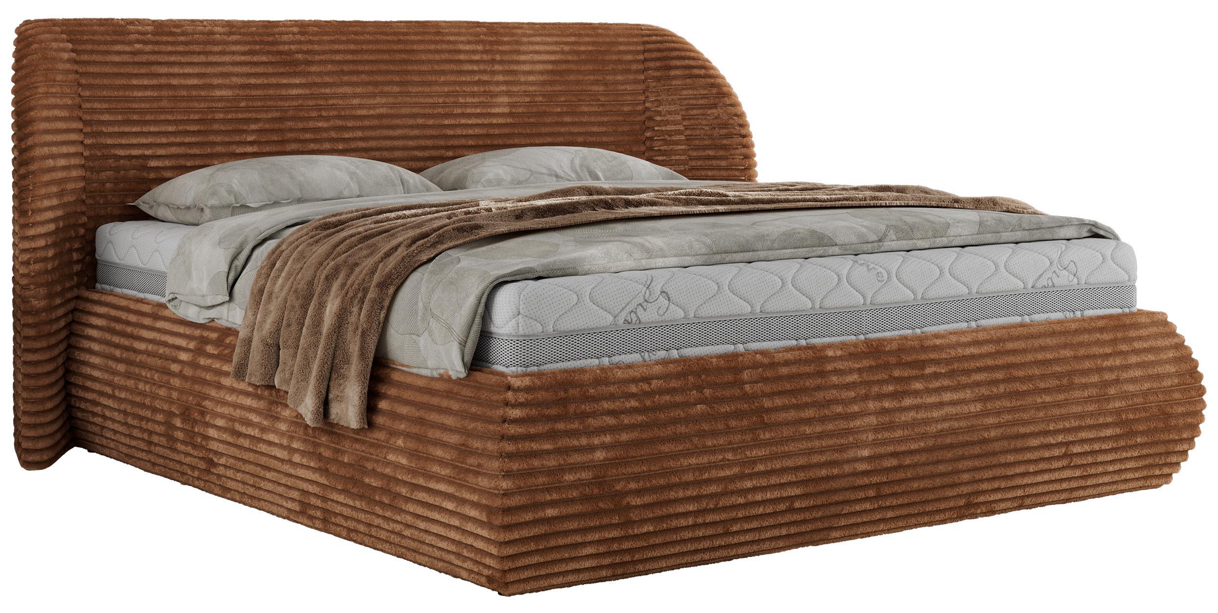 POLSTERBETT CAELA CLASSIC 140/200 - Orange Cord - ohne Matratze - Orange, Textil (140/200cm) - MKS