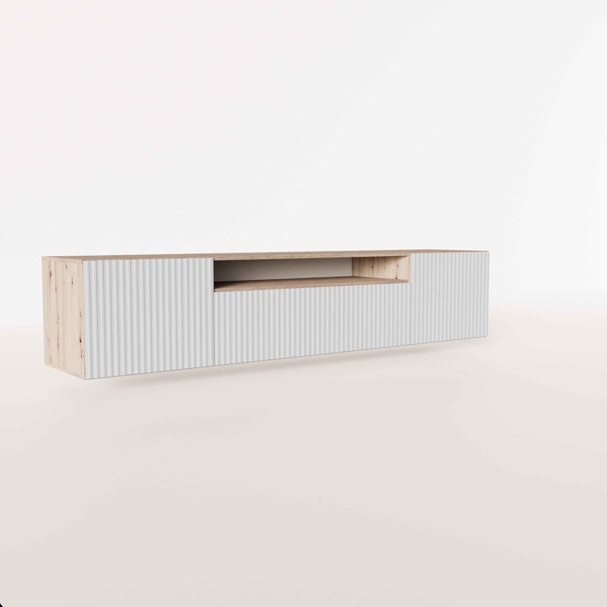 LOWBOARD VAREN 200/41/40 cm, Hängender TV-Schrank Eiche Artisan - Weiß/Eiche Artisan, Holzwerkstoff (200/41/40cm) - MASSENO