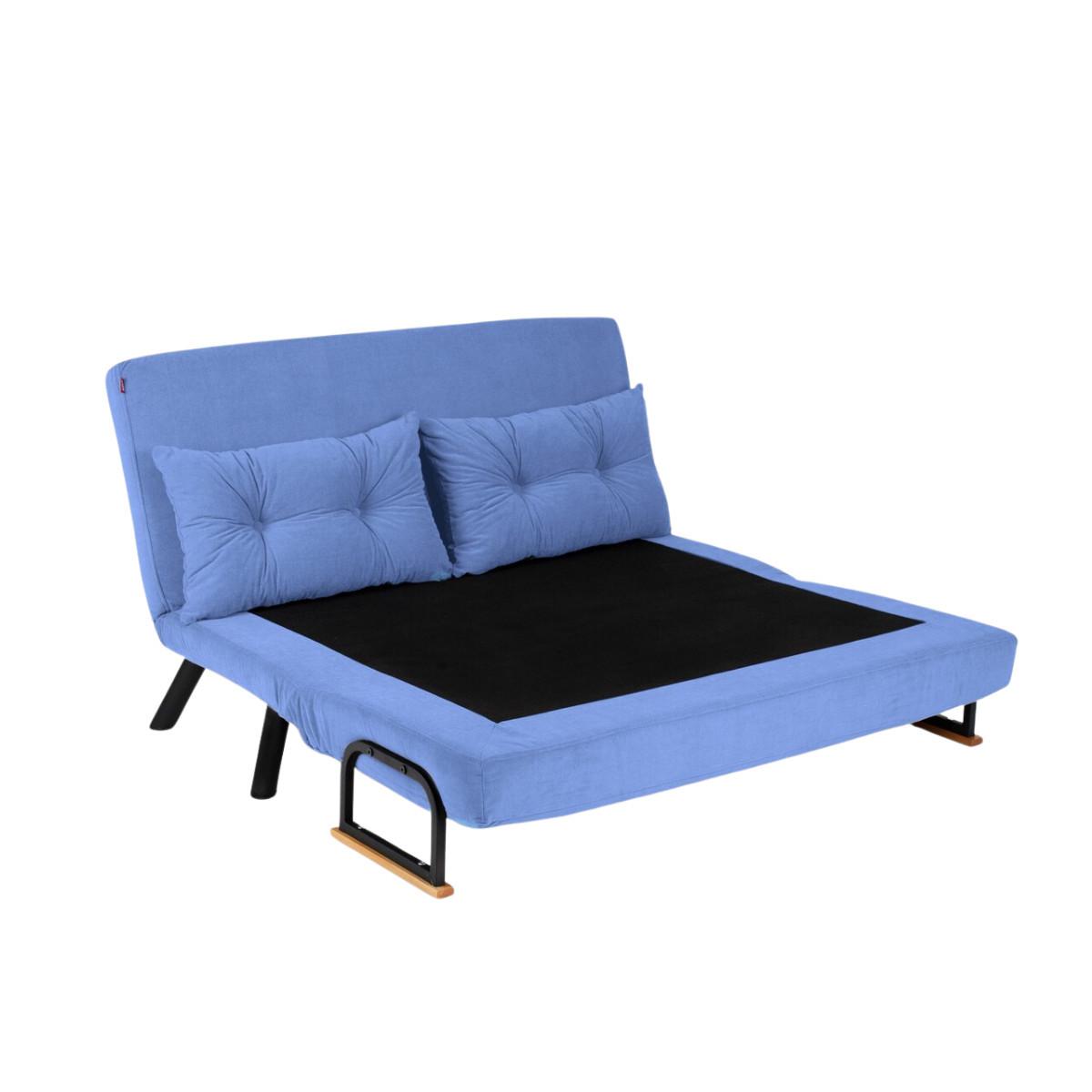 SCHLAFSOFA für 2 Personen mit Stoffbezug und Metallfüßen 133/50/41 cm - Blau, Metall (50/41/133cm) - Calicosy