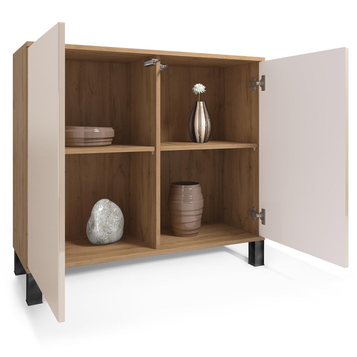 KOMMODE Skadu Weiß Hochglanz - Weiß Hochglanz, Holzwerkstoff (92.5/84.5/35cm) - Vladon