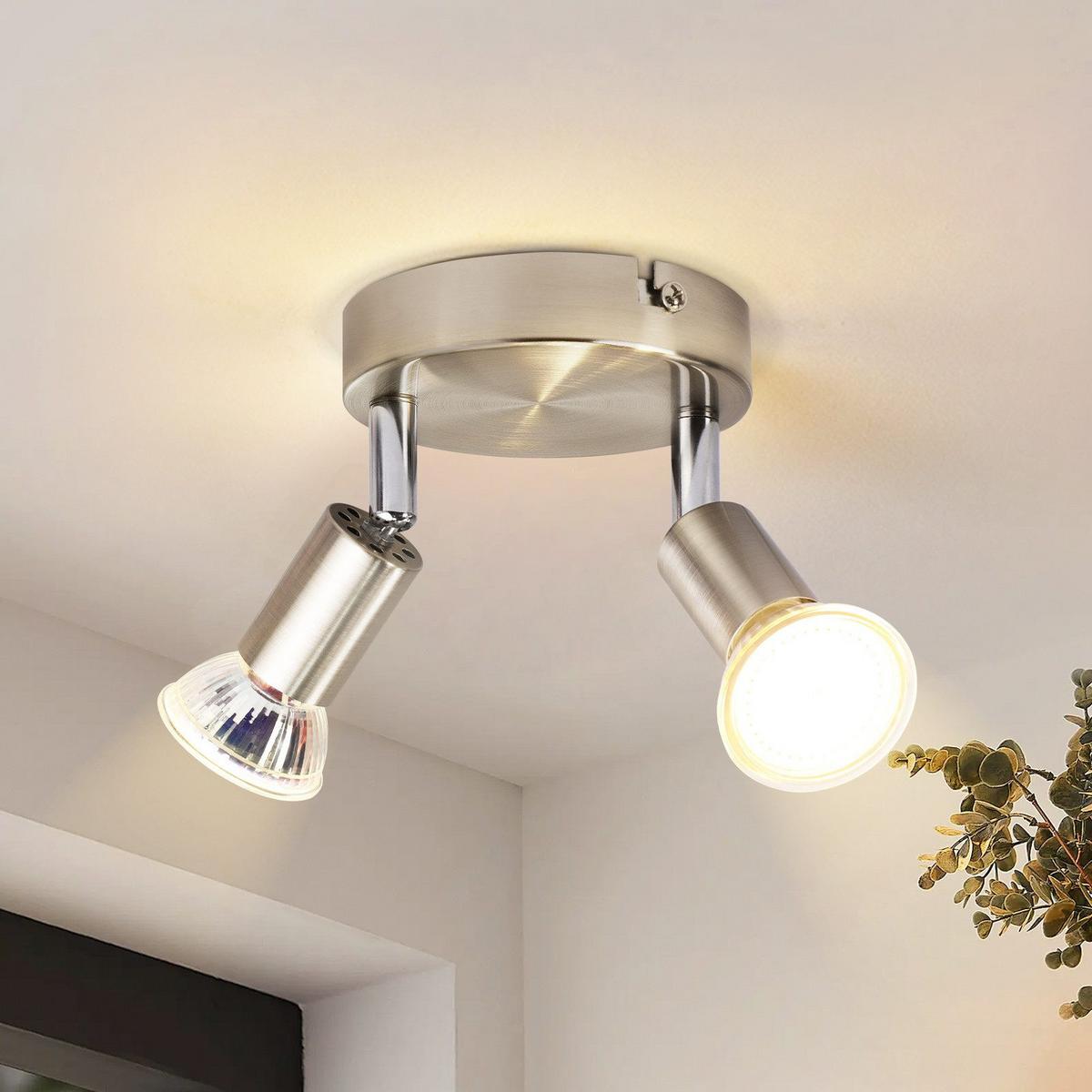 DECKENSTRAHLER Heike 2-flammig 11/11/11 cm - Silberfarben, Metall (11/11/11cm) - Nettlife