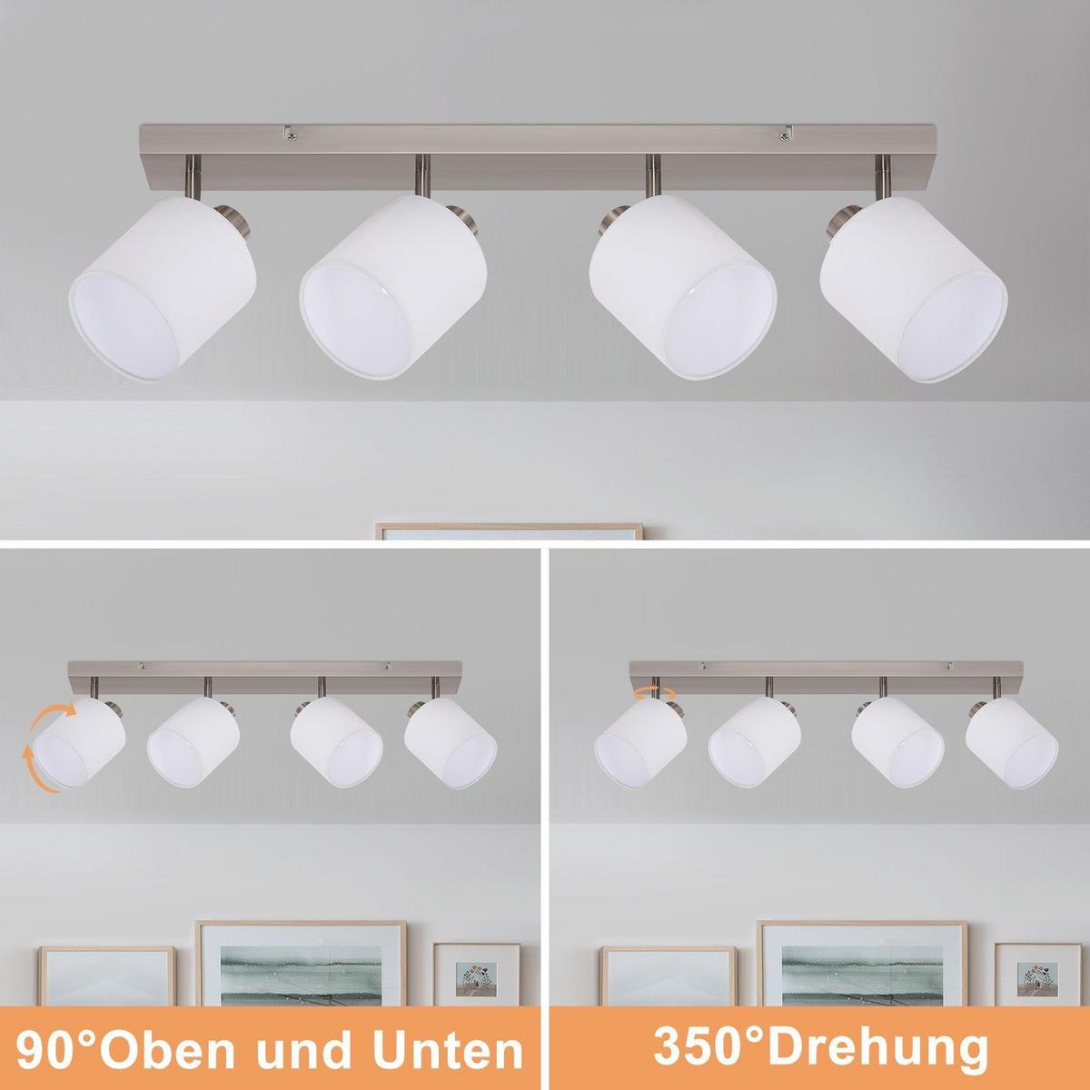 DECKENSTRAHLER Brand 4-flammig 70/11/20 cm - Silberfarben, Textil (70/11/20cm) - Nettlife