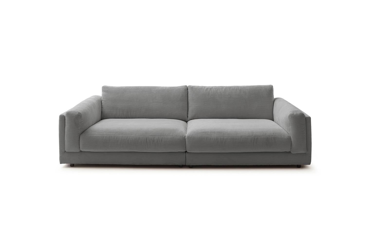 BIG SOFA RAINA Grau Cord - Schwarz/Grau, Kunststoff/Textil (294/85/150cm) - KAWOLA